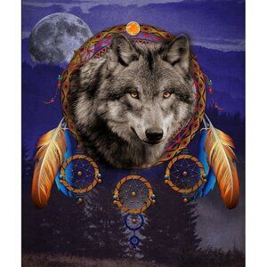 New Purple Wolf Dream Catcher Plush Fleece Throw Gift Blanket Sherpa SOFT Wolves